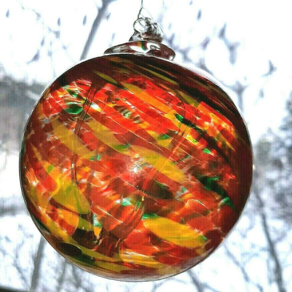 Hanging Glass Witch Ball 4" Diameter "Apocalypse Sunset" (1) WB9